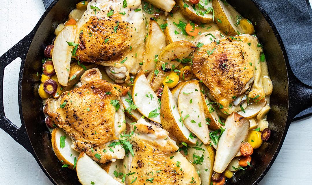 Article Cards Featured Image braised chicken with harry and david pears