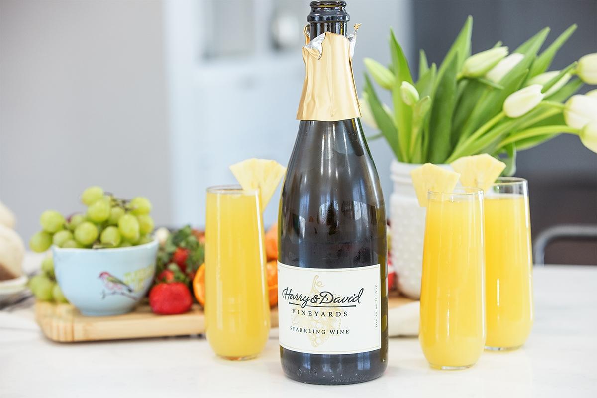 pineapple mimosas with Harry David sparkling wine