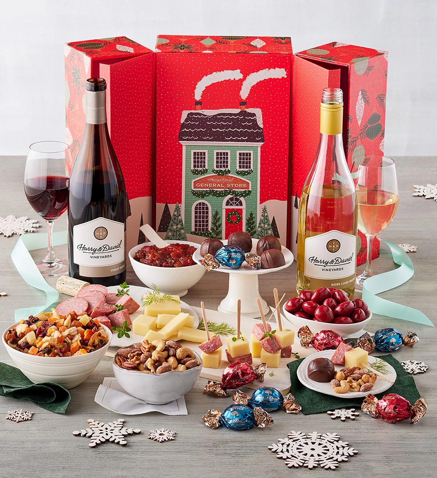 wine basket gift ideas sweet savory holiday gift box