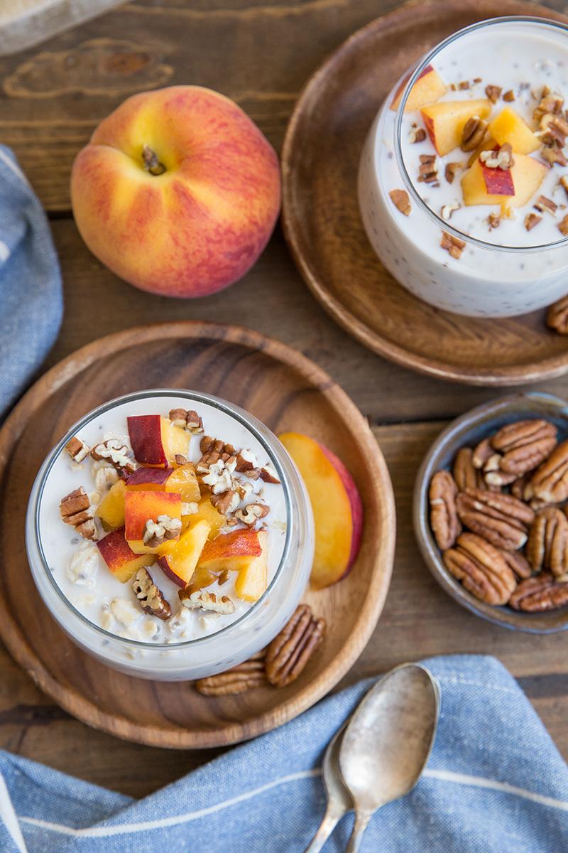 peach overnight oats recipe with walnuts