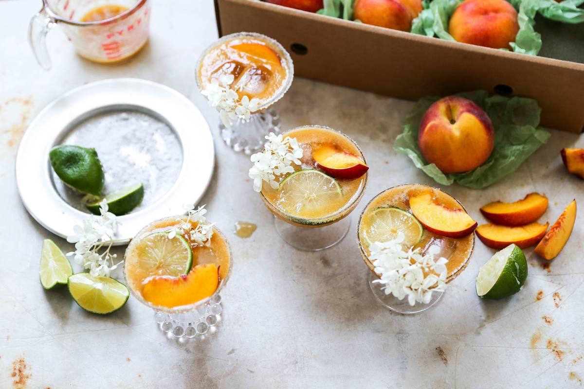 Sparkling Elderflower and Fresh Peach Margarita