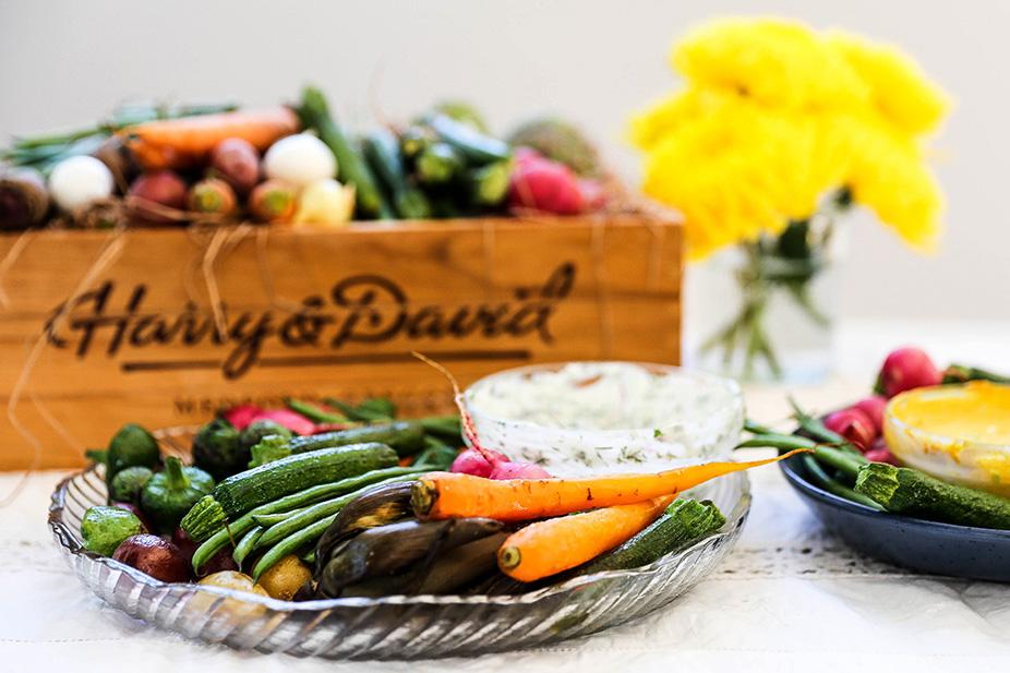 Roasted Baby Vegetables with Yogurt Dip