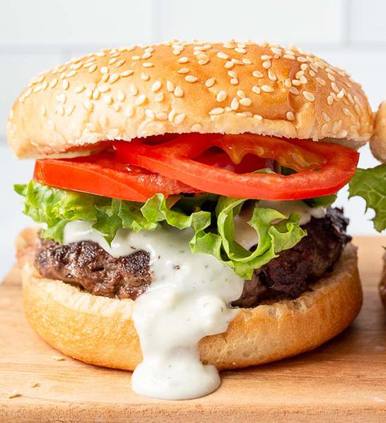 Last minute Father's Day gift ideas with a burger oozing cheese.