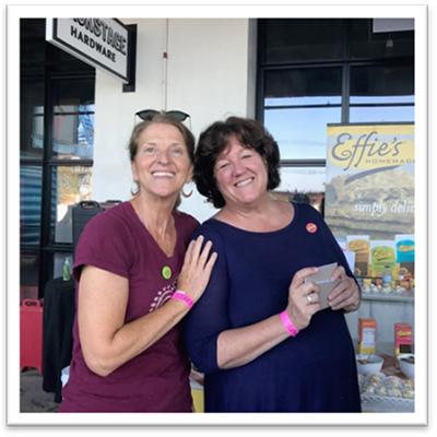 Effie's oatcake biscuits founders smiling at the camera.