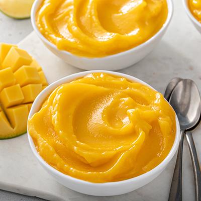 Mango ice cream or nice cream, blended frozen mango dessert